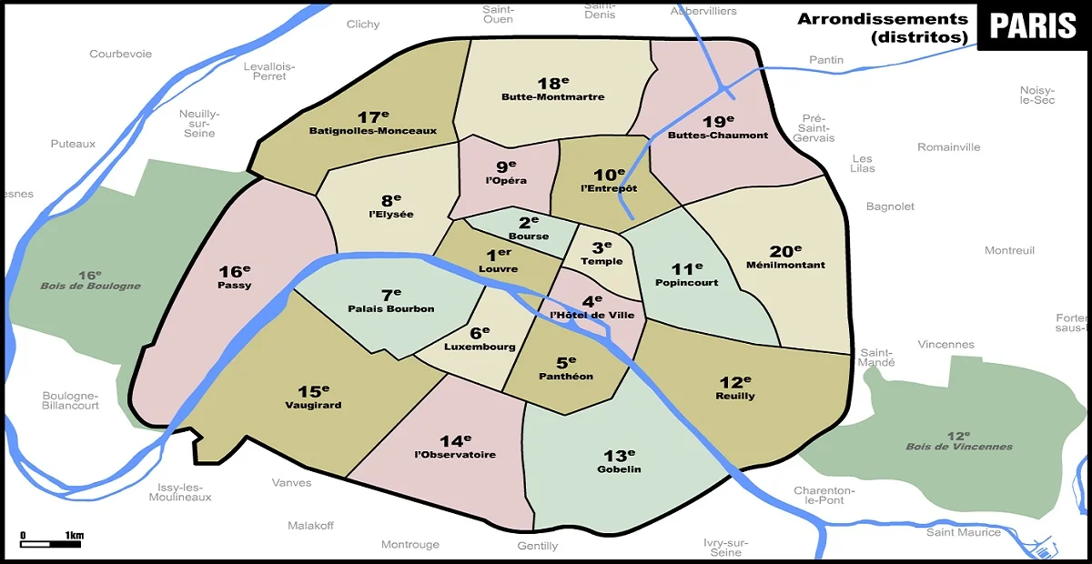ville de paris plan des arrondissements