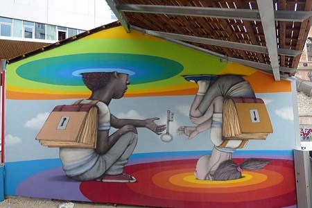 photo of the street art fresco in Paris 13 by Seth, entitled: The Key