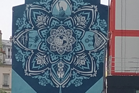 photo of the street art fresco in Paris 13 by OBEY, entitled: COP21