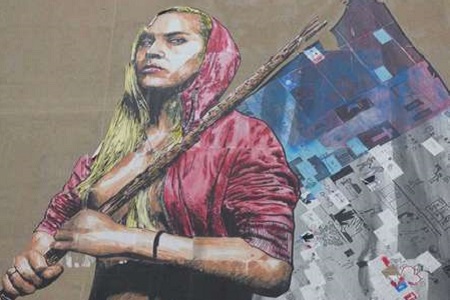 photo de la fresque de street art prise à Paris 13e de Combo, intitulée : Marianne