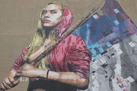 photo of the street art fresco in Paris 13 by Combo, entitled: Marianne