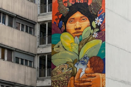 photo of the street art fresco in Paris 13 by Maher and Aner, entitled: Tierra Madre