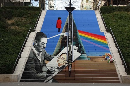 photo of the street art fresco in Paris 13 by Zag & Sia, entitled: Destino