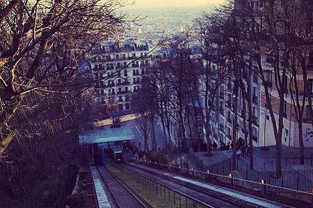 Photo of the view from the top of the Montmartre funicular