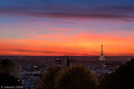 Photo couche de soleil sur paris