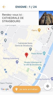 capture écran de la localisation du parcours la cathédrale de Strasbourg
