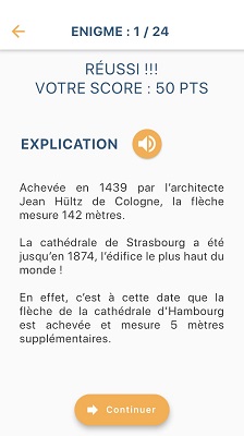 Capture écran explication sur le parcours sur la cathédrale de Strasbourg