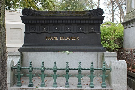 Photo of Eugene Delacroix’s tomb in Père-Lachaise Cemetery. 