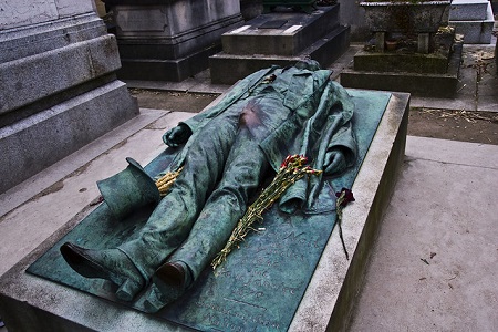 Photo of Victor Noir’s tomb in Père-Lachaise Cemetery.